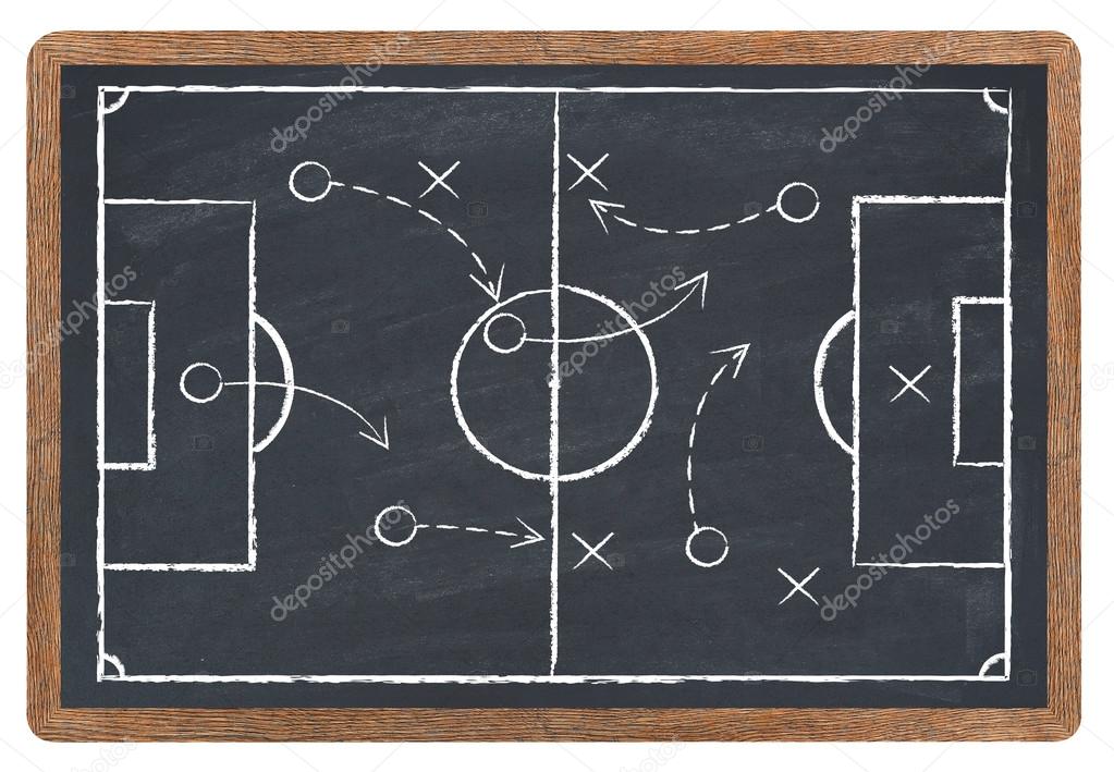 Soccer tactics on blackboard
