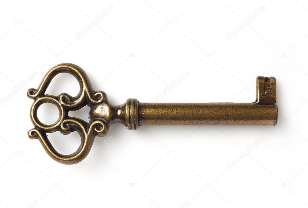 Old key on white