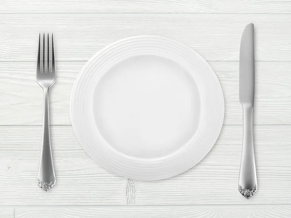 Table setting on wood table — Stock Photo, Image