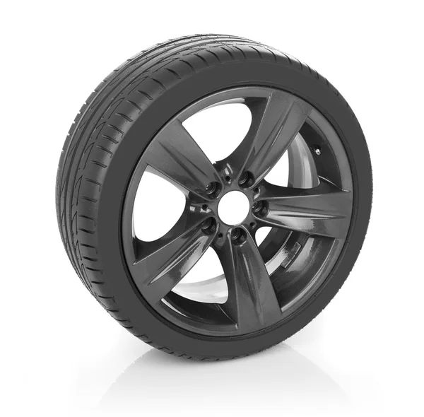 Car tire on white — Stock Photo, Image