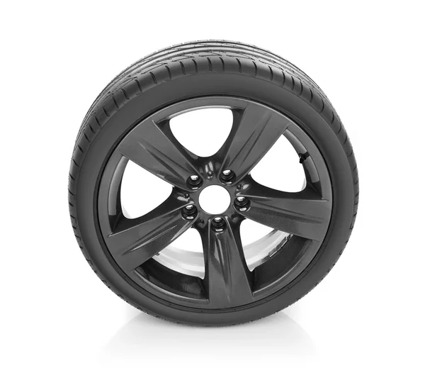 Car wheel on white — Stock Photo, Image