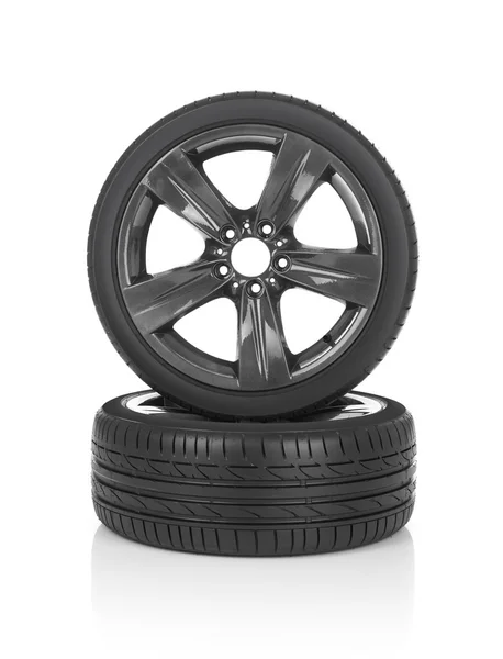 Car tires on white — Stock Photo, Image