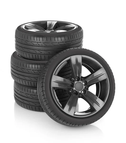 Car wheels on white — Stock Photo, Image