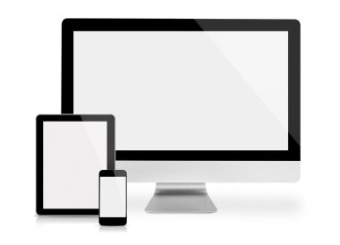 Computer monitor, tablet and phone clipart