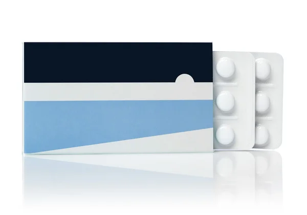 Comprimidos caixa em branco — Fotografia de Stock