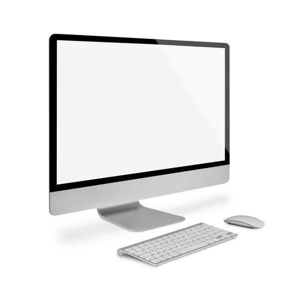 Computer monitor with keyboard and mouse — Stock Photo, Image