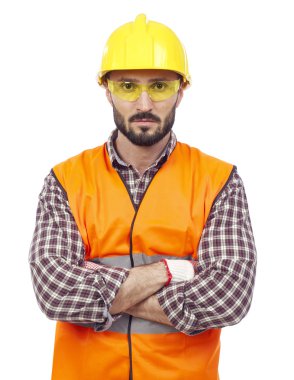 İşçisi ve koruyucu gözlük ile marangoz