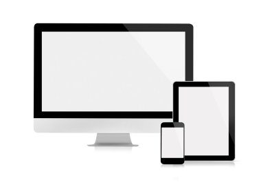 Bilgisayar monitörü, tablet ve cep telefonu