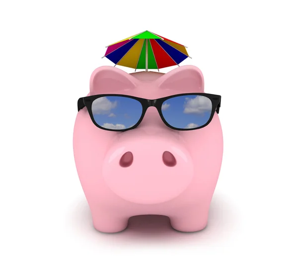 Piggy bank with sunglasses — Stock Photo, Image