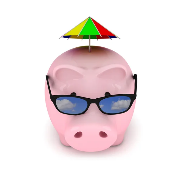 Piggy bank with sunglasses — Stock Photo, Image