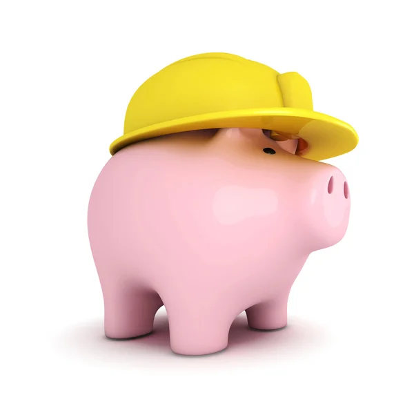 Piggy bank met veiligheidshelm — Stockfoto