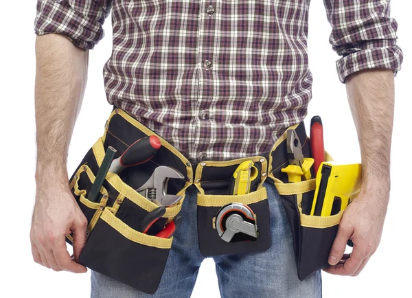 Carpintero usando cinturón de herramientas —  Fotos de Stock