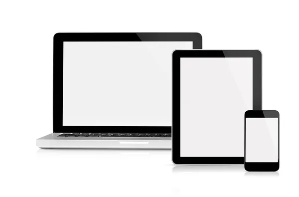 Laptop, tablet e telefone celular — Fotografia de Stock