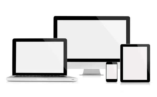 Computer monitor, laptop, tablet and mobile phone — Stock Photo, Image