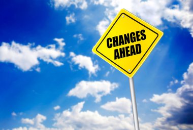 Changes ahead message on road sign clipart