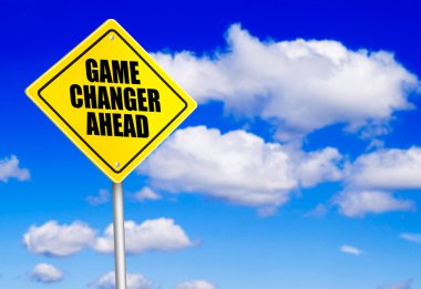 Game changer ahead message on road sign clipart