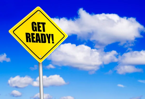 Get ready message on road sign — Stock Photo, Image