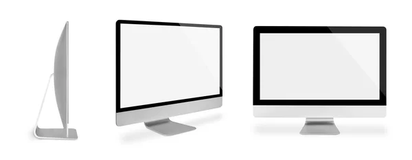 Beyaz arka plan bilgisayar ekranlarında — Stok fotoğraf