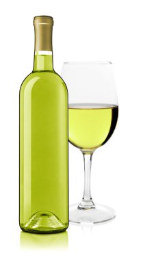 Şarap şişesi ve cam.