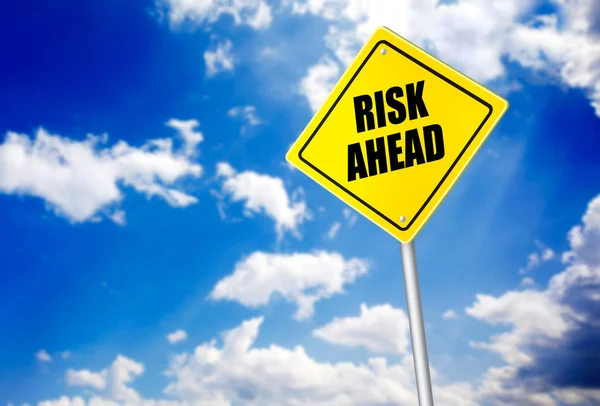 Risk ahead message on road sign — Stock Photo, Image