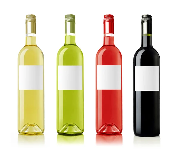 Wine bottles with labels assortment — Stock Photo, Image