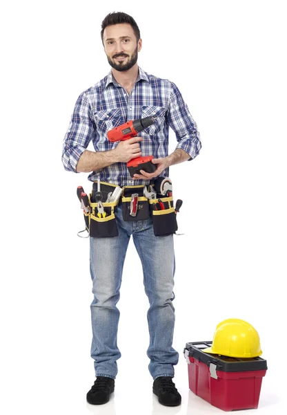 Handyman on white — Stock Photo, Image