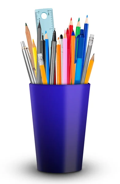 Pencil holder on white — Stock Photo, Image