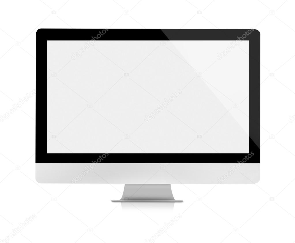 Computer monitor on white