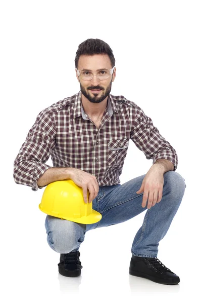 Carpintero con hardhat —  Fotos de Stock