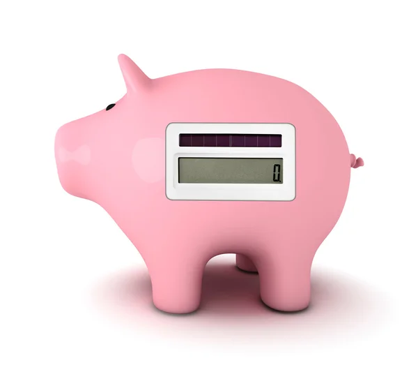 Banco porquinho com calculadora — Fotografia de Stock