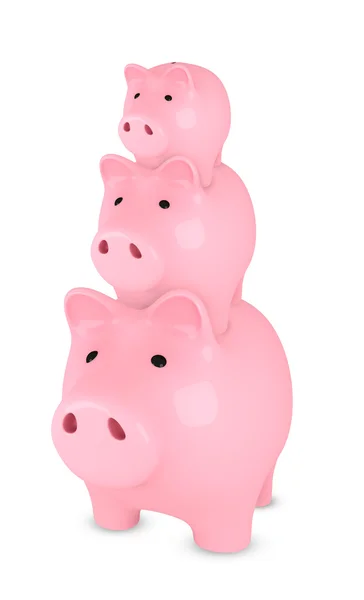 Piggy banks on top of each-other — Stock Photo, Image