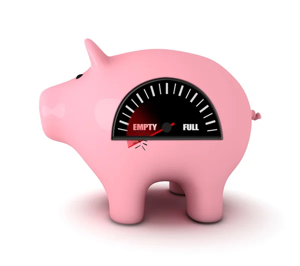 Banco porquinho com medidor de combustível — Fotografia de Stock