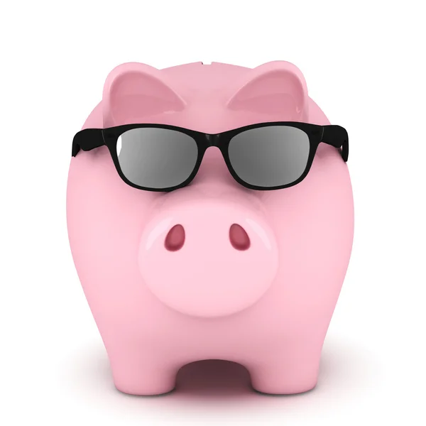 Piggy bank with sunglasses — Stock Photo, Image