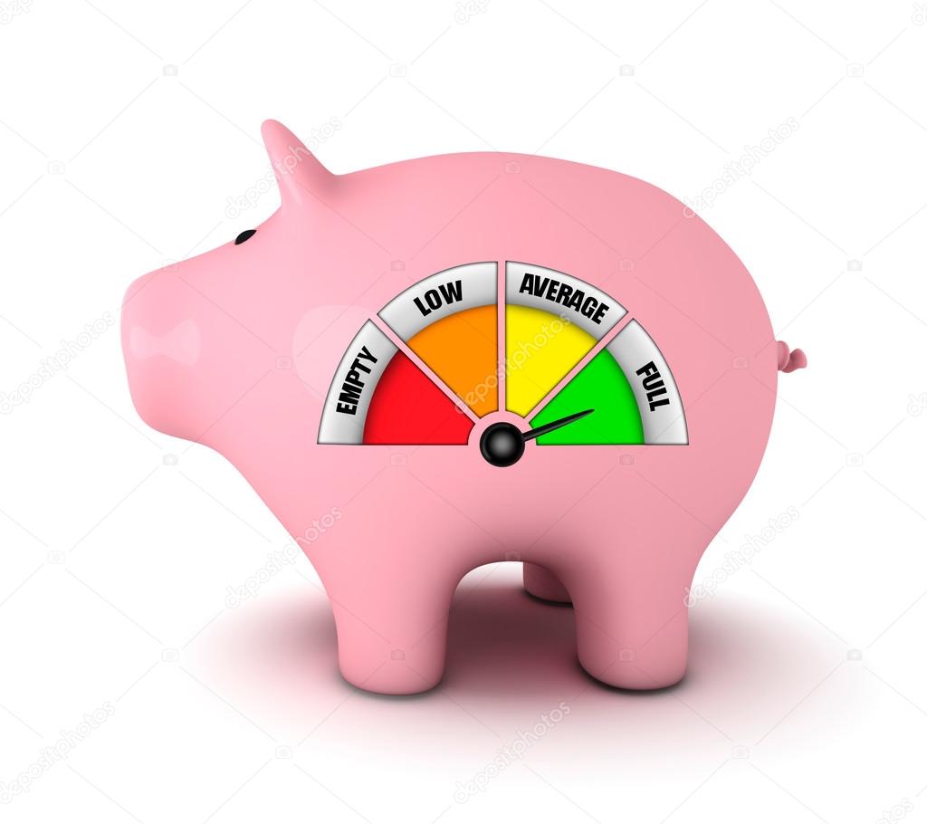 Piggy bank with full fuel gauge