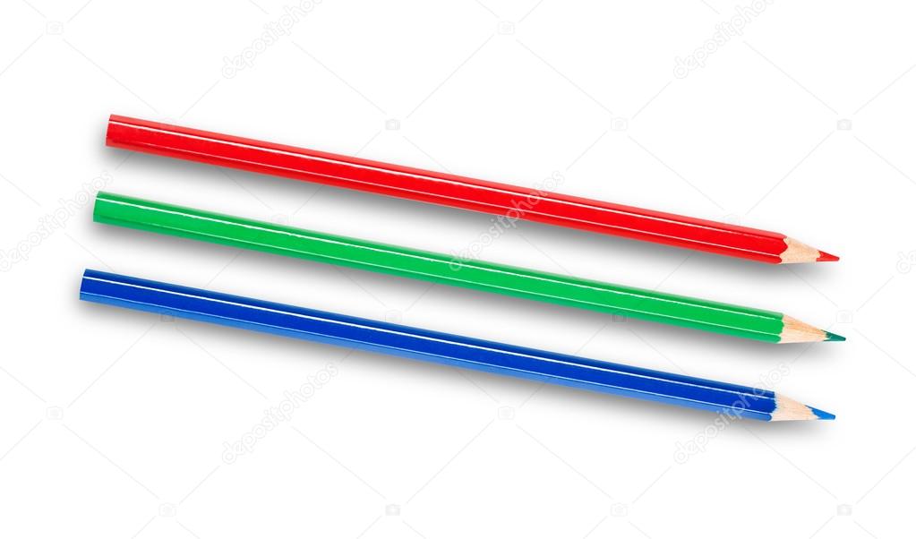 RGB pencils isolated on white