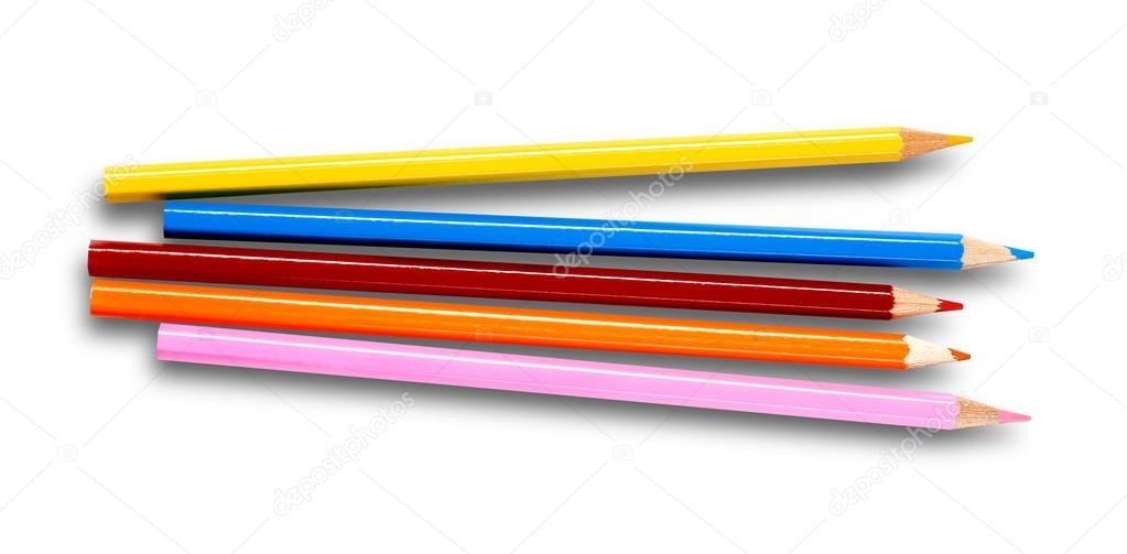 Multi-colored pencils isolated on white