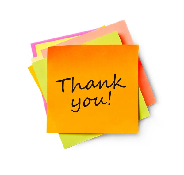 Thank you message on adhesive note — Stock Photo, Image