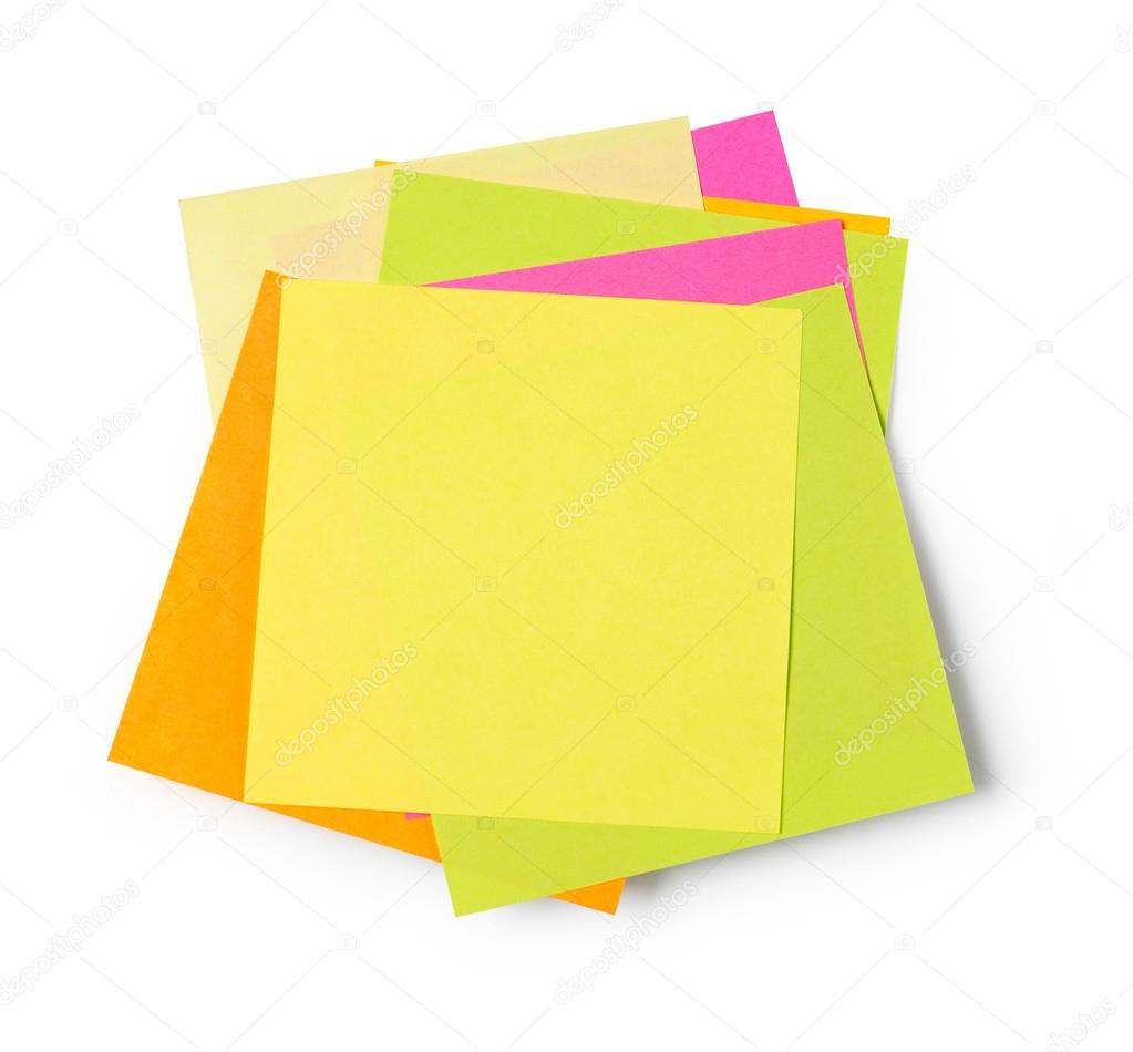 Adhesive notes on white