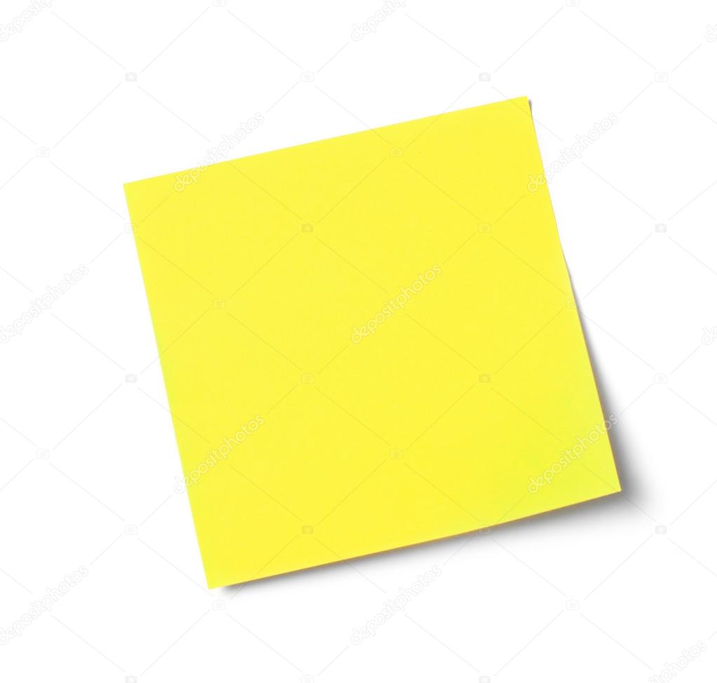 Adhesive note on white