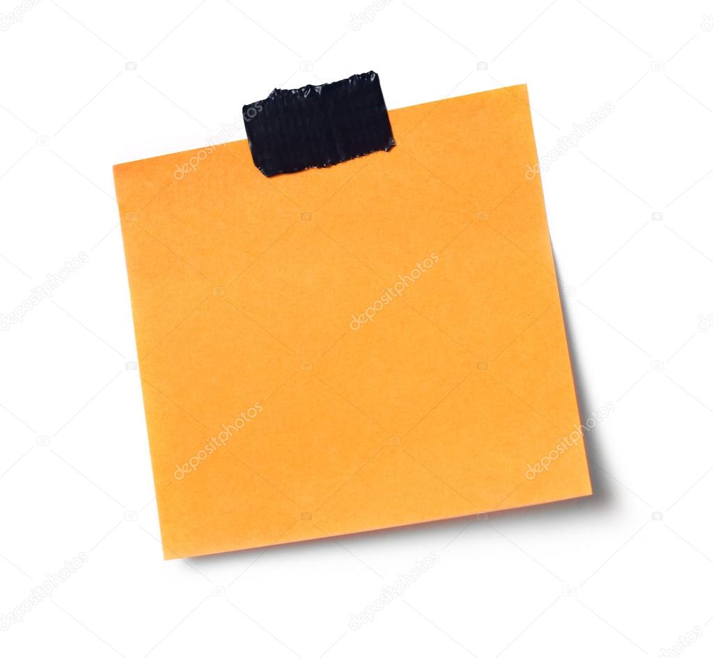 Adhesive note on white