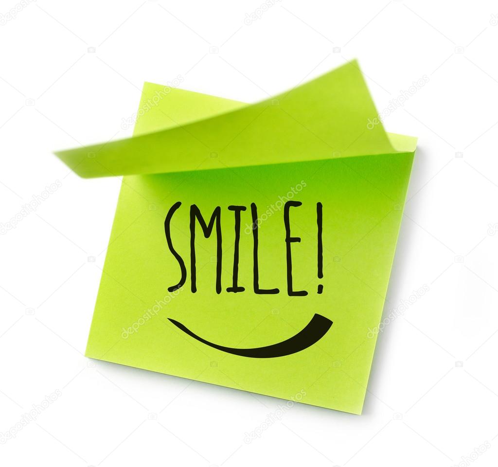 Smile message on adhesive note