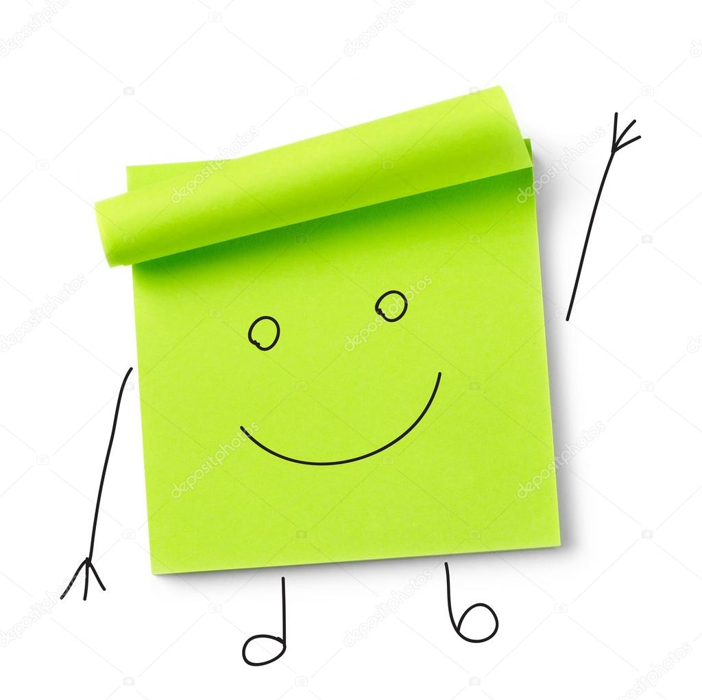 Smile message on adhesive note