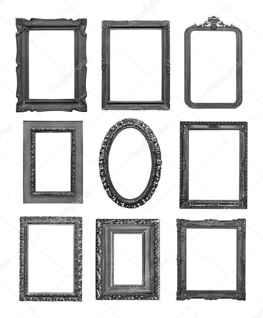 Vintage black frames on white background