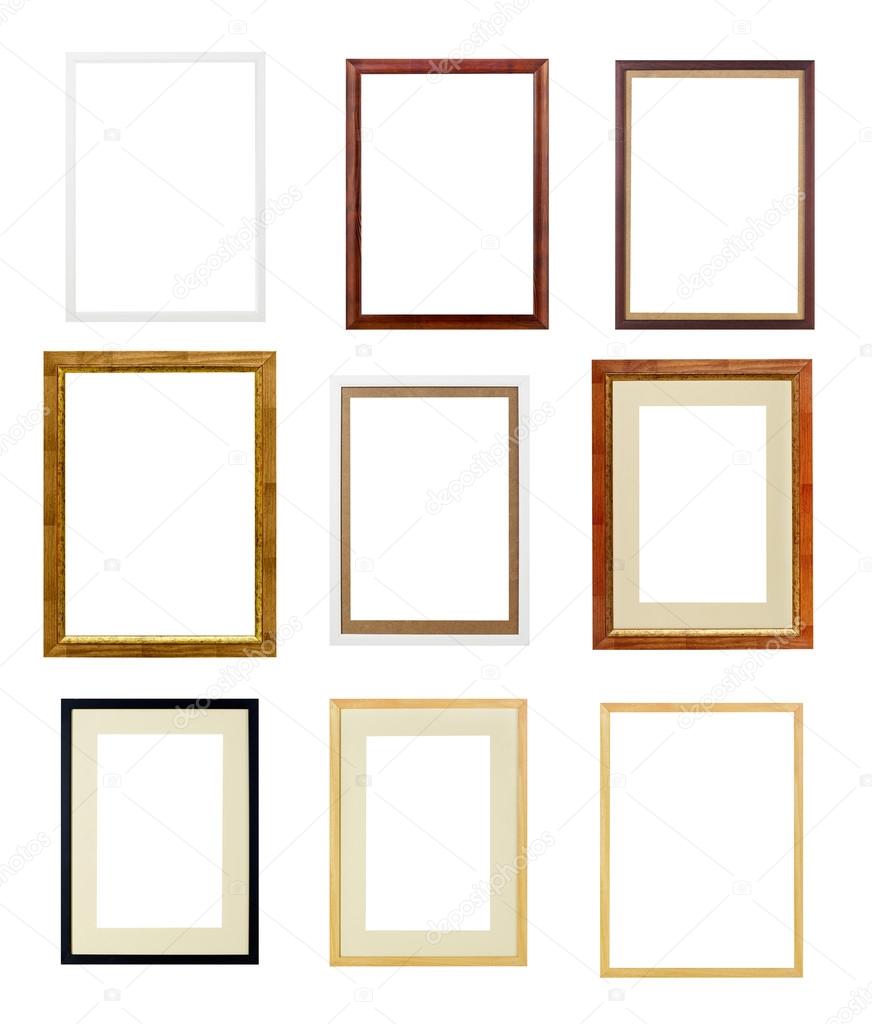 Modern picture frames on white background