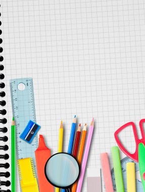 Back to school, notebook and supplies clipart
