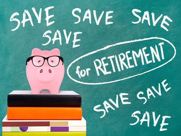 Tirelire et épargne pour la retraite message — Photo