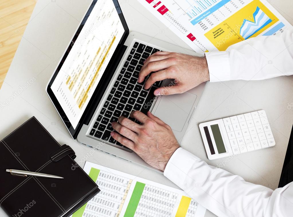 Businessman working on computer