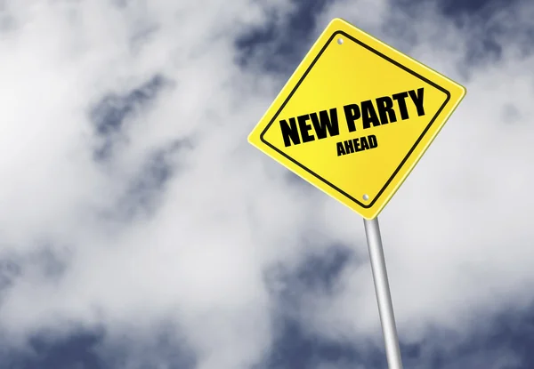 Νέο κόμμα μπροστά πινακίδα — Φωτογραφία Αρχείου