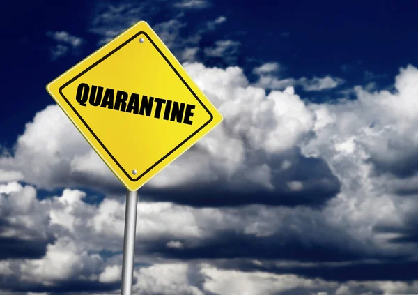 Quarantine sign in the sky — Stock Photo, Image