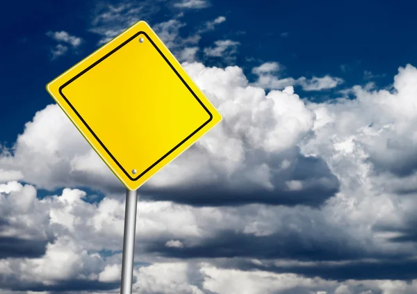 Safety road sign over dark sky — Stock Photo, Image